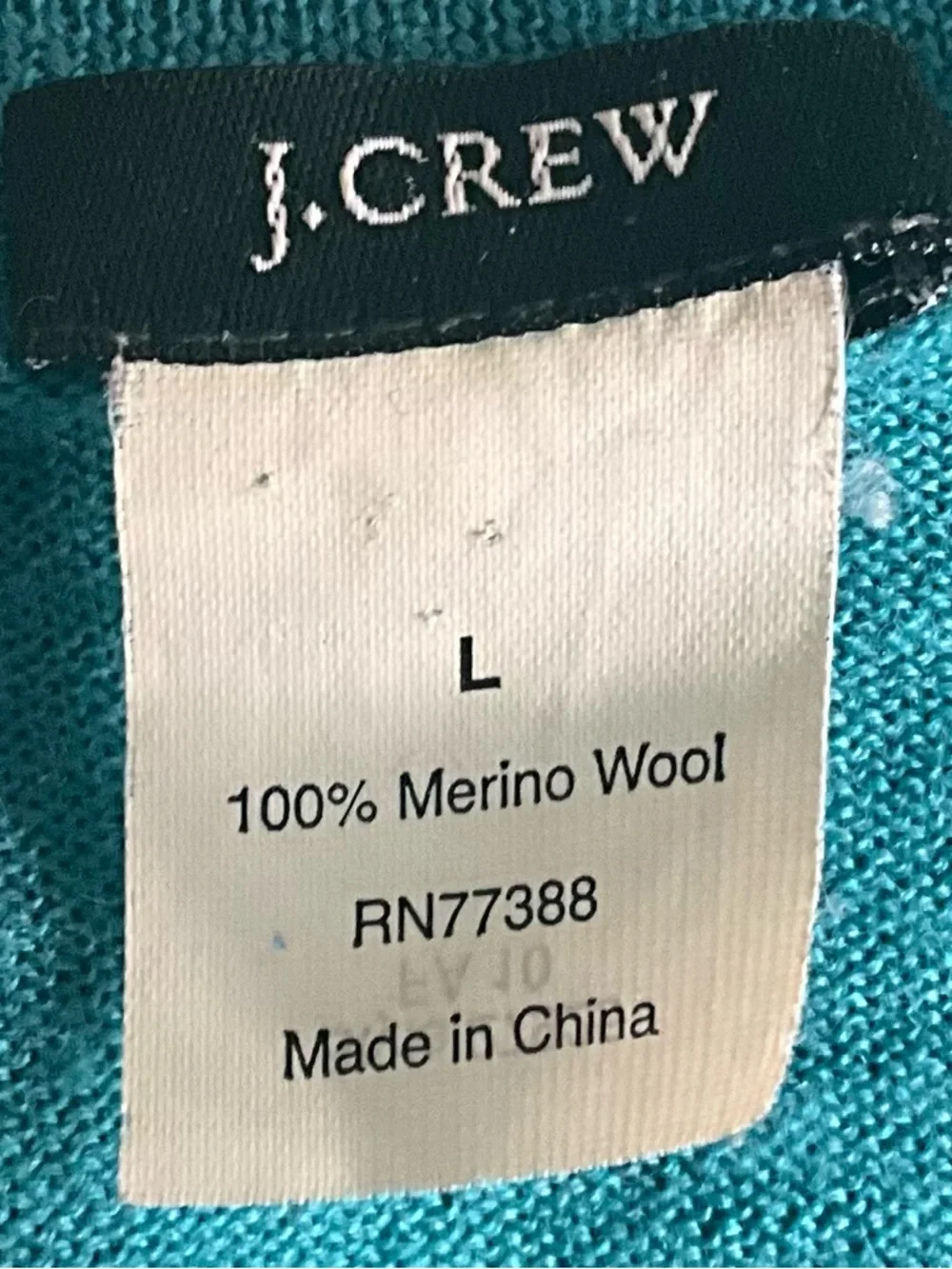 J. Crew VNTG 100% Merino Wool 2010 Teal V-Neck Button Cardigan Sweater